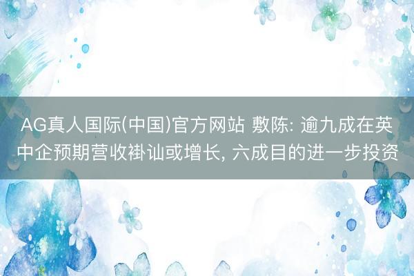 AG真人国际(中国)官方网站 敷陈: 逾九成在英中企预期营收褂讪或增长， 六成目的进一步投资