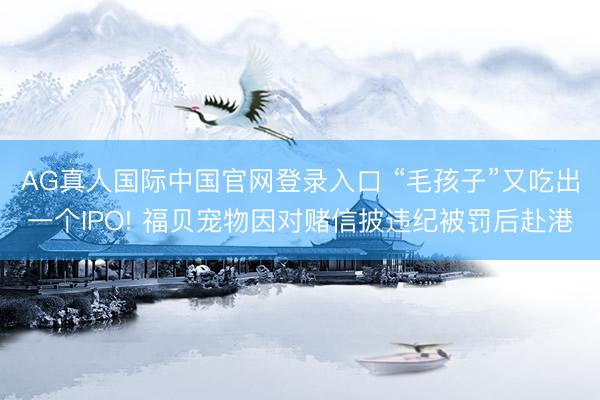 AG真人国际中国官网登录入口 “毛孩子”又吃出一个IPO! 福贝宠物因对赌信披违纪被罚后赴港